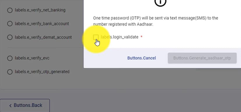Aadhaar OTP & EVC code